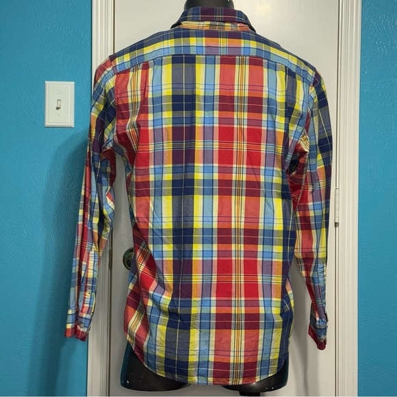 Nautica multi color Plaid Shirt long sleeves button down Vintage y2k Large Euc - Picture 3 of 10